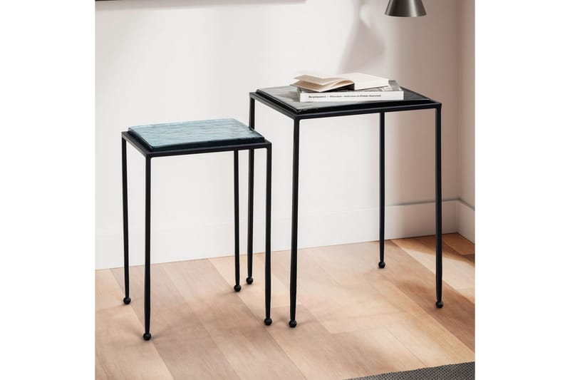 Sætbord Wohnling Sæt med 2 firkantet glas med tynde metalben, moderne stil - Møbler - Borde - Aflastningsbord - Indskudsborde