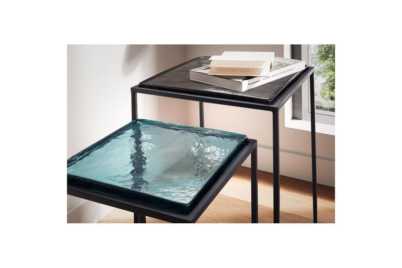 Sætbord Wohnling Sæt med 2 firkantet glas med tynde metalben, moderne stil - Møbler - Borde - Aflastningsbord - Indskudsborde