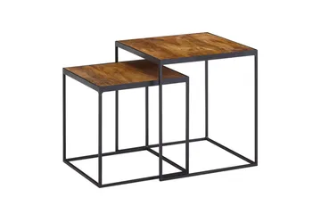 Sætbord Wohnling Sæt med 2 massivt træ med metalben, moderne stil - Møbler - Borde - Aflastningsbord - Indskudsborde