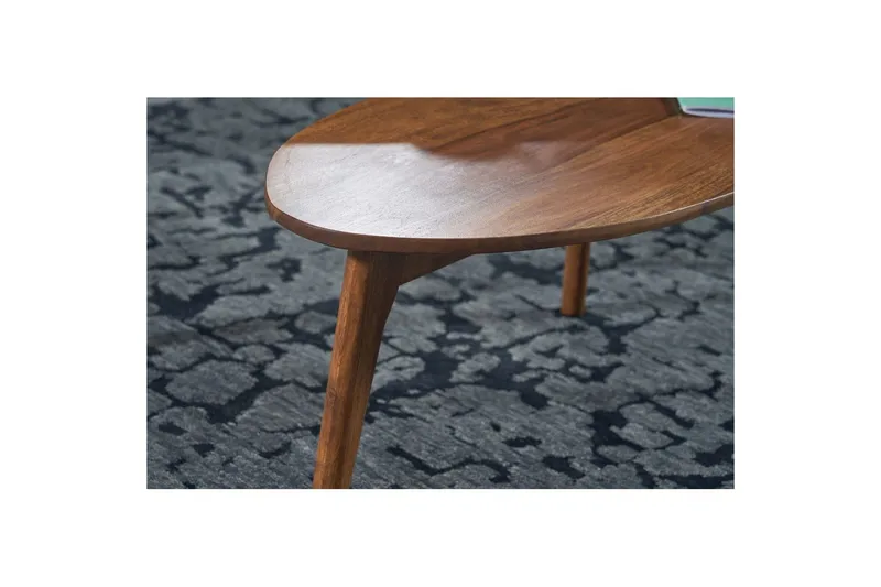 Sætbord Wohnling Sæt med 2 nyreformet, massivt træ, træben, landlig stil mørkebrun - mørkebrun - Møbler - Borde - Aflastningsbord - Indskudsborde