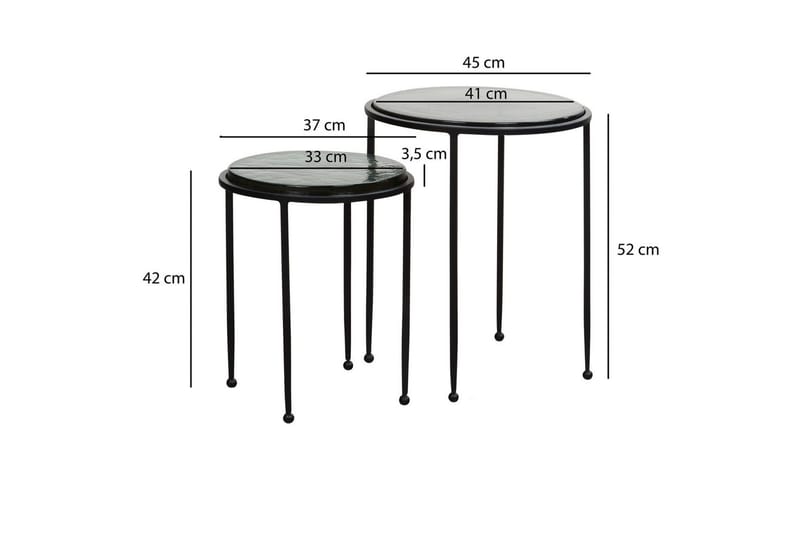 Sætbord Wohnling Sæt med 2 rundt glas tynde metalben moderne - Møbler - Borde - Aflastningsbord - Lampebord