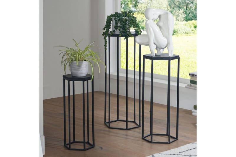 Sætbord Wohnling Sæt med 3 massivt træ blomsterbord sæt industriel - Møbler - Borde - Aflastningsbord - Blomsterbord