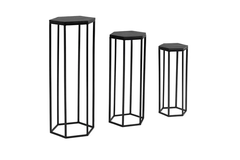 Sætbord Wohnling Sæt med 3 massivt træ blomsterbord sæt industriel, undefined