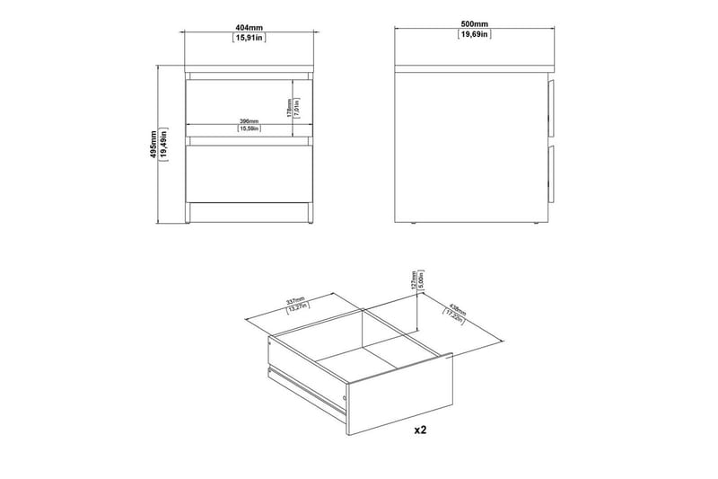 Salomns Natbord 40,4 cm - Hvid - Møbler - Borde - Aflastningsbord - Sengebord