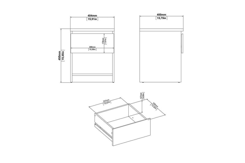 Salomns Natbord 40,4 cm - Sort - Møbler - Borde - Aflastningsbord - Sengebord