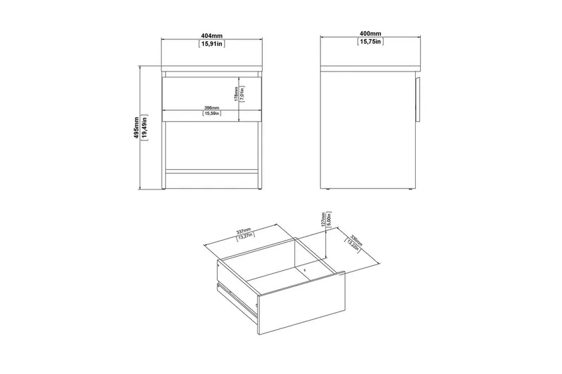 Salomns Natbord 40,4 cm - Sort - Møbler - Borde - Aflastningsbord - Sengebord