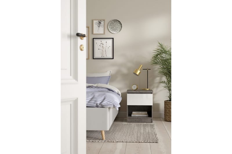Salomns Natbord 40 cm - Hvid/Mørkegrå - Møbler - Borde - Aflastningsbord - Sengebord