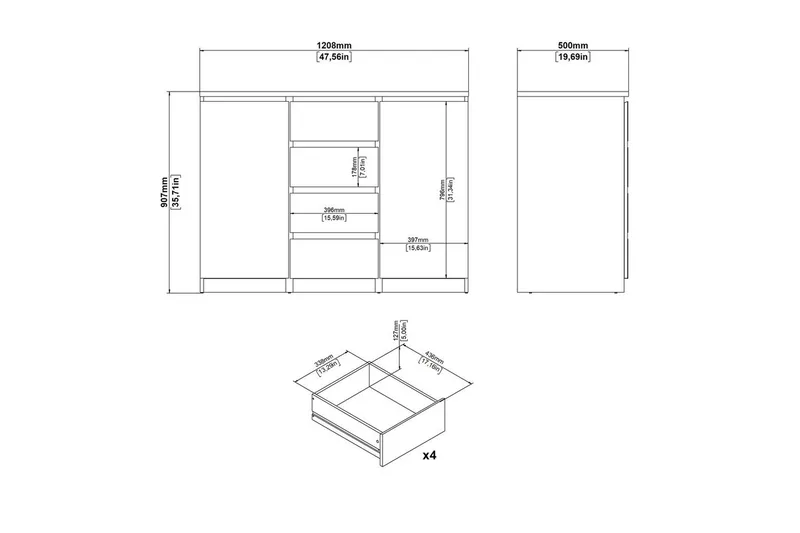 Salomns Skænk 120,8 cm - Hvid - Opbevaring - Opbevaringsmøbler - Skænke & sideboards