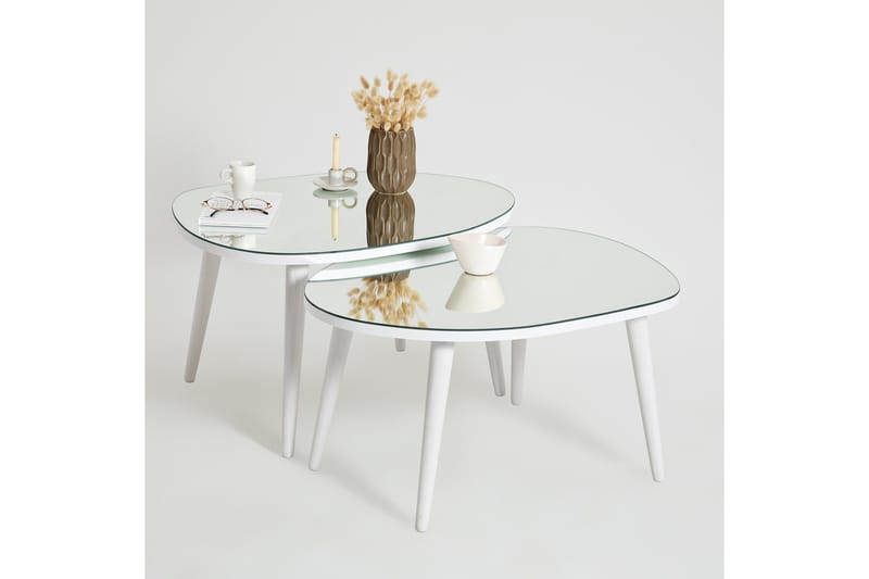 Samtens Sætborde - Hvid - Møbler - Borde - Aflastningsbord - Indskudsborde