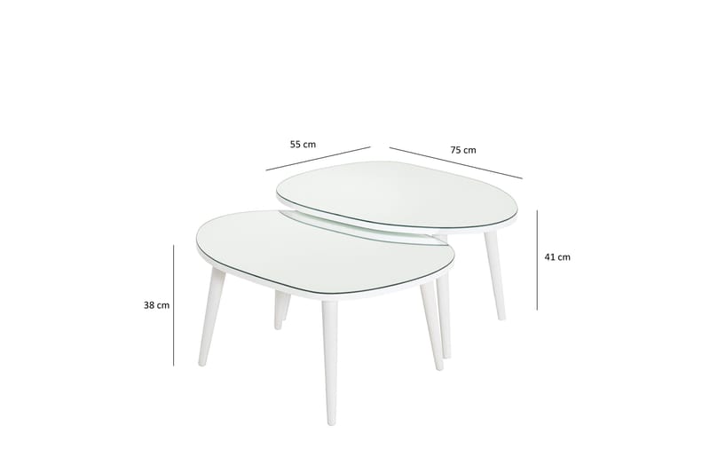 Samtens Sætborde - Hvid - Møbler - Borde - Aflastningsbord - Indskudsborde