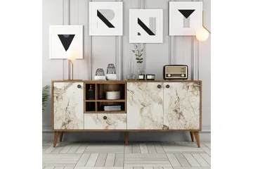Scone Konsolbord 180 cm - Hvid marmor/Valnød - Møbler - Borde - Aflastningsbord - Entrébord