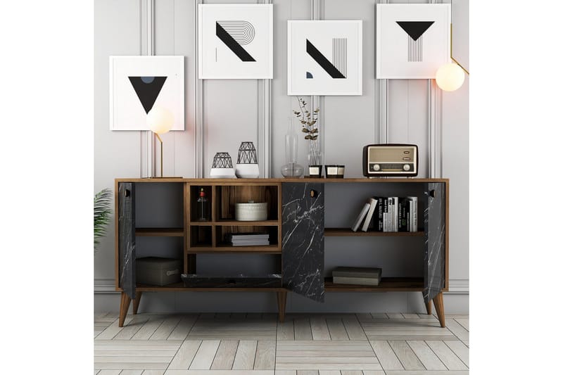 Scone Konsolbord 180 cm - Sort/Valnød - Møbler - Borde - Aflastningsbord - Entrébord