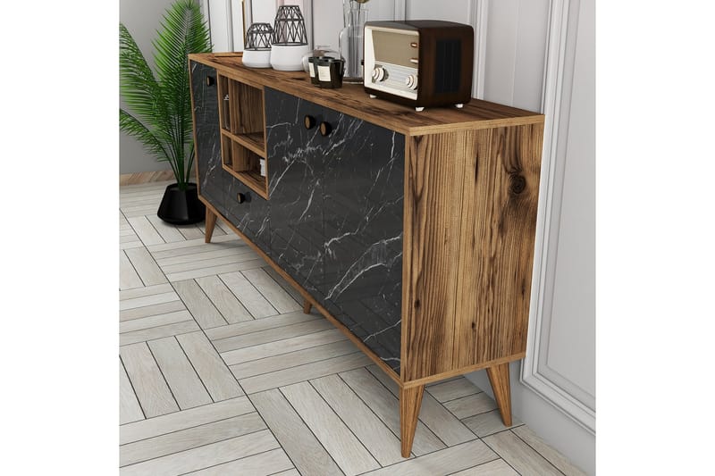 Scone Konsolbord 180 cm - Sort/Valnød - Møbler - Borde - Aflastningsbord - Entrébord