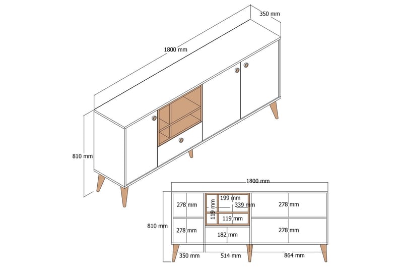 Scone Konsolbord 180 cm - Sort/Valnød - Møbler - Borde - Aflastningsbord - Entrébord