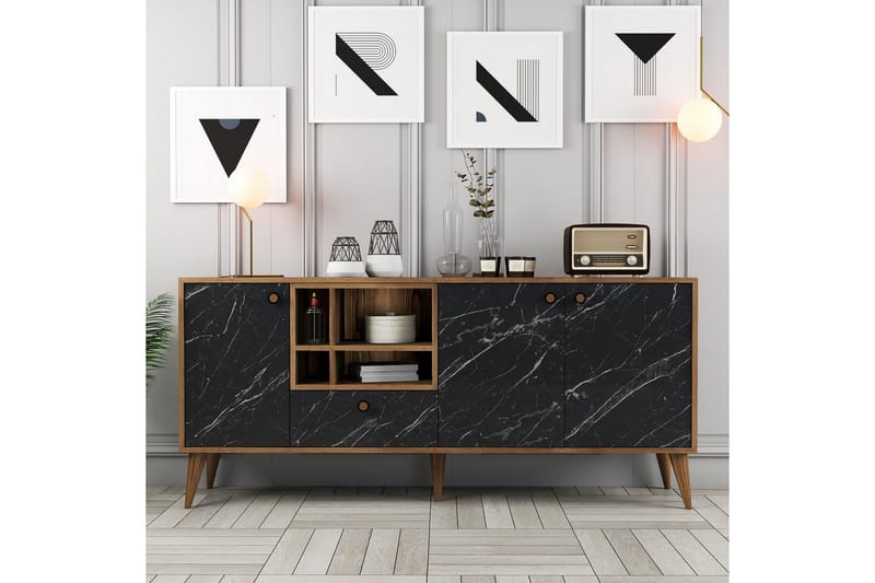 Scone Konsolbord 180 cm - Sort/Valnød - Møbler - Borde - Aflastningsbord - Entrébord