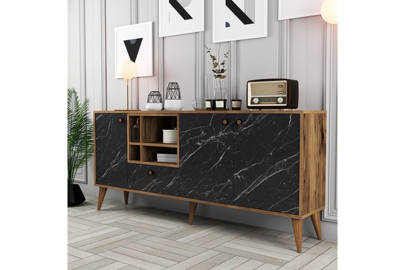 Scone Konsolbord 180 cm - Sort/Valnød - Møbler - Borde - Aflastningsbord - Entrébord