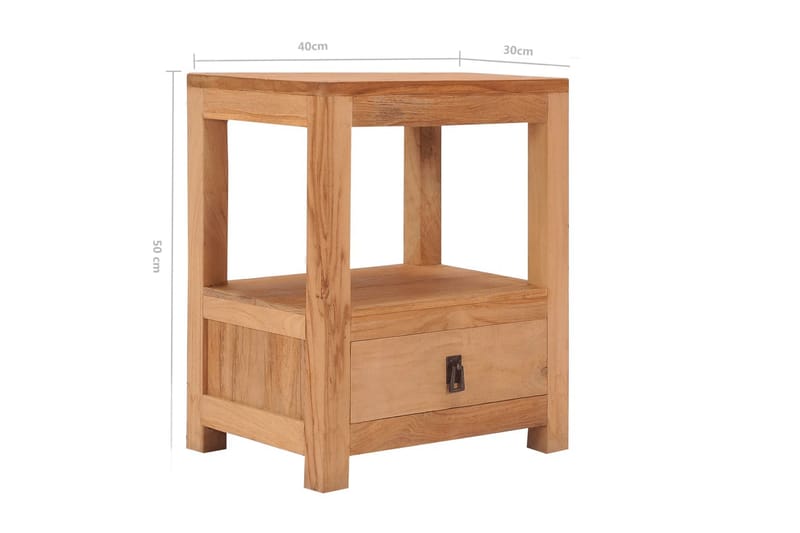 Sengebord 40x30x50 cm Massivt Teaktræ - Brun - Sengebord
