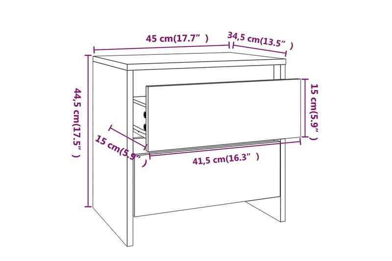 sengebord 45x34,5x44,5 cm spånplade grå sonoma-eg - Grå - Møbler - Borde - Aflastningsbord - Sengebord
