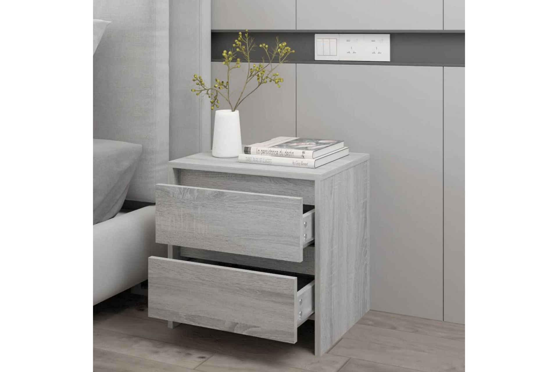 sengebord 45x34,5x44,5 cm spånplade grå sonoma-eg - Grå - Møbler - Borde - Aflastningsbord - Sengebord