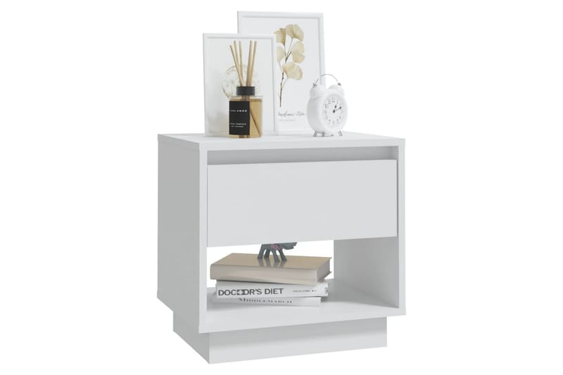 sengebord 45x34x44 cm spånplade hvid - Hvid - Møbler - Borde - Aflastningsbord - Sengebord