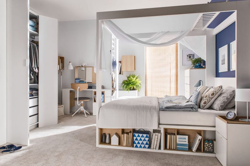 4You Sengebord 41 cm med Opbevaring Hvid/Natur - VOX - Møbler - Borde - Aflastningsbord - Sengebord