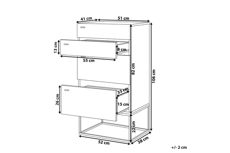 Acra Kommode 52x41 cm - Grå/Lyst Træ - Sengebord