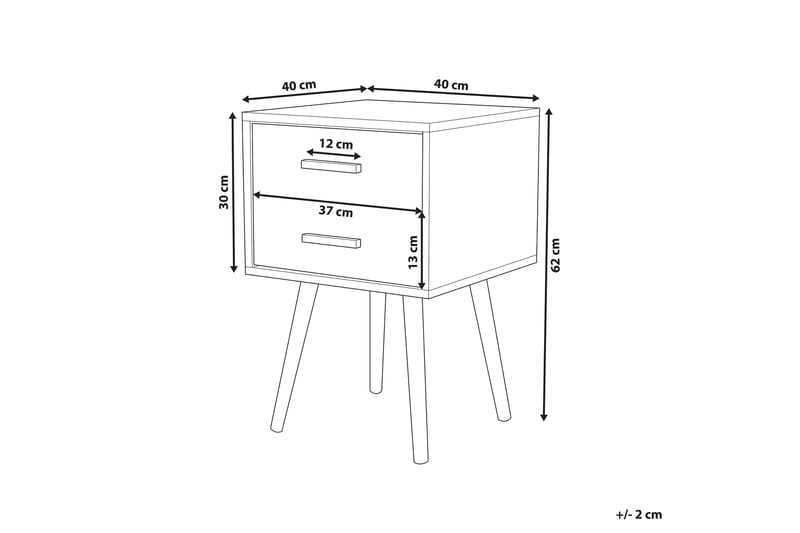 Alabama sengebord 40 cm - Sort - Sengebord