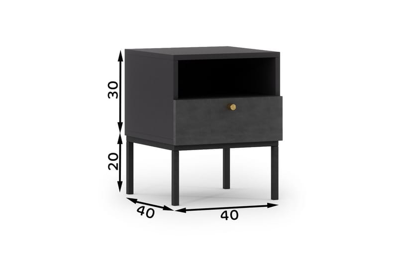 Anjal Sengebord 40 cm - Sort - Møbler - Borde - Aflastningsbord - Sengebord