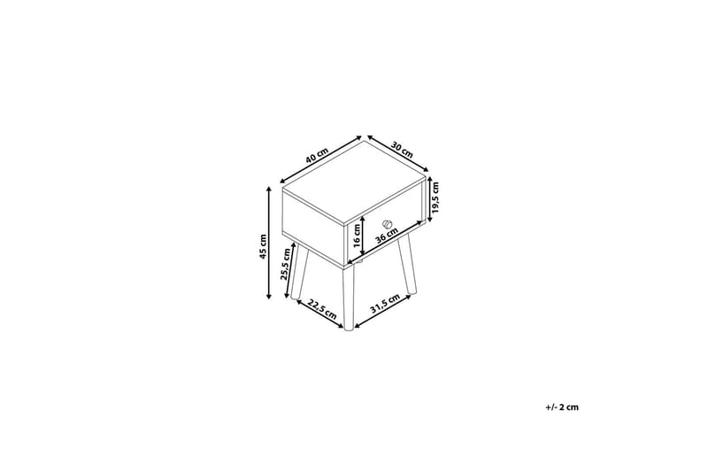 Arvada Sengebord 40 cm med Opbevaring Skuffe - Brun - Sengebord