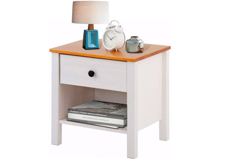 Barleduc Sengebord 43 cm - Hvid/Gul - Møbler - Borde - Aflastningsbord - Sengebord