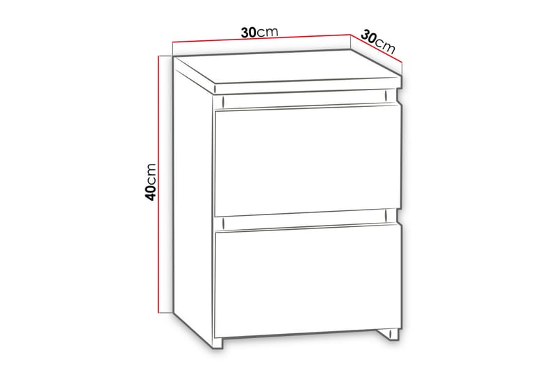 Basildon Sengebord 30 cm med Opbevaring 2 Skuffer - Sort - Møbler - Borde - Aflastningsbord - Sengebord