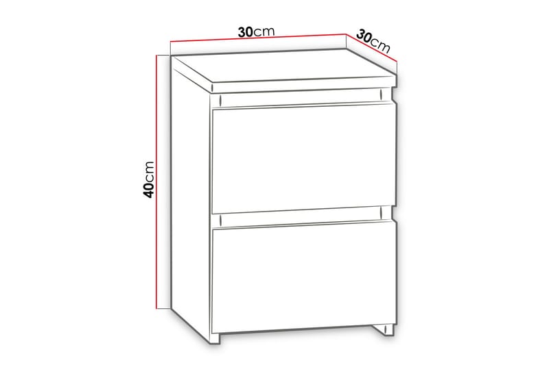 Basildon Sengebord 30 cm med Opbevaring 2 Skuffer - Sort - Sengebord