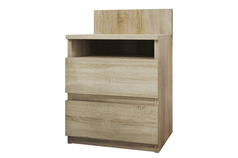 Basildon Sengebord 40 cm med Opbevaring 2 Skuffer + Hylde - Beige/Grå - Møbler - Borde - Aflastningsbord - Sengebord