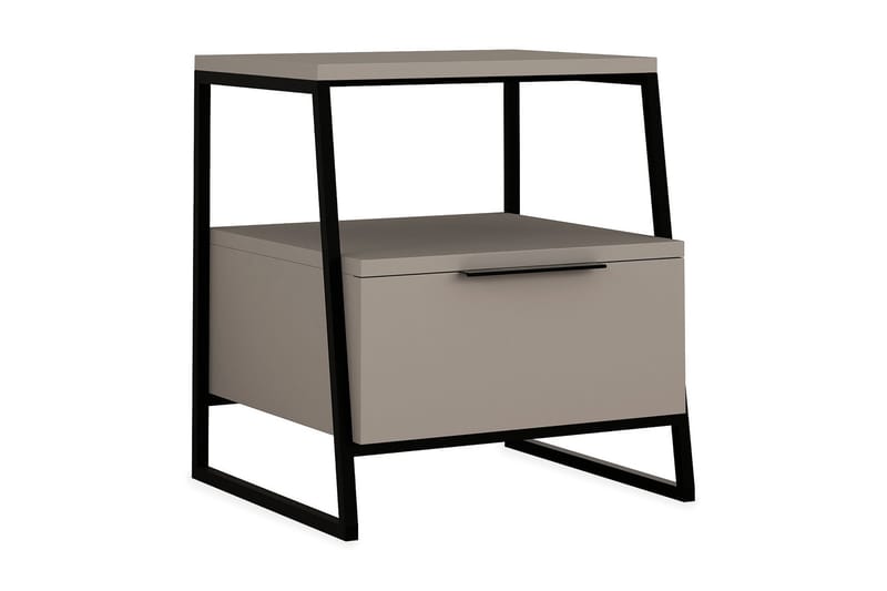 Bodsjö Sengebord 45 cm med Opbevaring Hylde + Låge - Brun/Sort - Møbler - Borde - Aflastningsbord - Sengebord