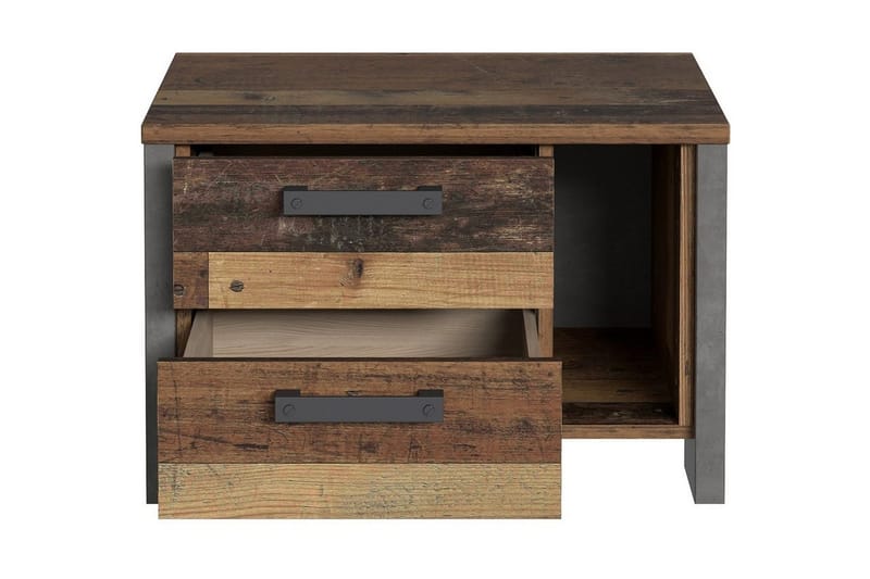 Cadle Sengebord 62 cm med Opbevaring 2 Skuffer + Hylde - Brun/Grå - Møbler - Borde - Aflastningsbord - Sengebord