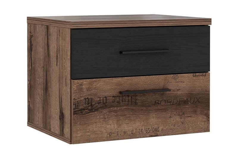 Cannop Sengebord 52 cm med Opbevaring 2 Skuffer - Brun/Sort - Møbler - Borde - Aflastningsbord - Sengebord