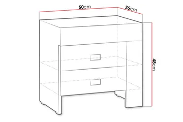 Cezara Sängbord 50 cm Vänster med Förvaring 2 Lådor Bedly Ek - Møbler - Borde - Aflastningsbord - Sengebord