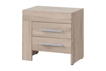 Cezara Sängbord 50 cm Vänster med Förvaring 2 Lådor Bedly Ek - Møbler - Borde - Aflastningsbord - Sengebord