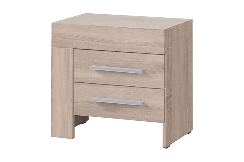 Cezara Sengebord 50 cm Venstre med Opbevaring 2 Skuffer - Beige/Grå - Møbler - Borde - Aflastningsbord - Sengebord
