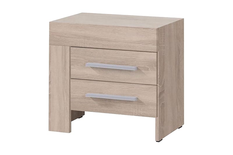 Cezara Sengebord 50 cm Venstre med Opbevaring 2 Skuffer - Beige/Grå - Sengebord