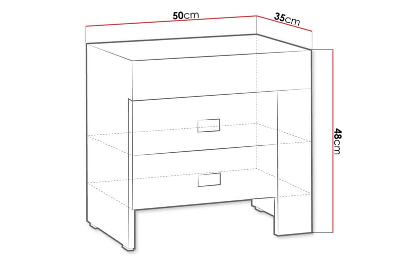 Cezara Sengebord 50 cm Venstre med Opbevaring 2 Skuffer - Beige/Grå - Møbler - Borde - Aflastningsbord - Sengebord