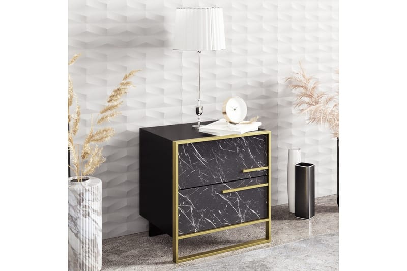 Cofield Sengebord 50 cm - Guld|Sort - Møbler - Borde - Aflastningsbord - Sengebord