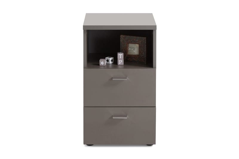 Colima Sengebord 35 cm med Opbevaring 2 Skuffer + Hylde, Grå