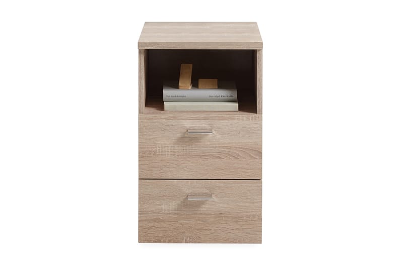 Colima Sengebord 35 cm med Opbevaring 2 Skuffer + Hylde - Grå/Beige - Møbler - Borde - Aflastningsbord - Sengebord