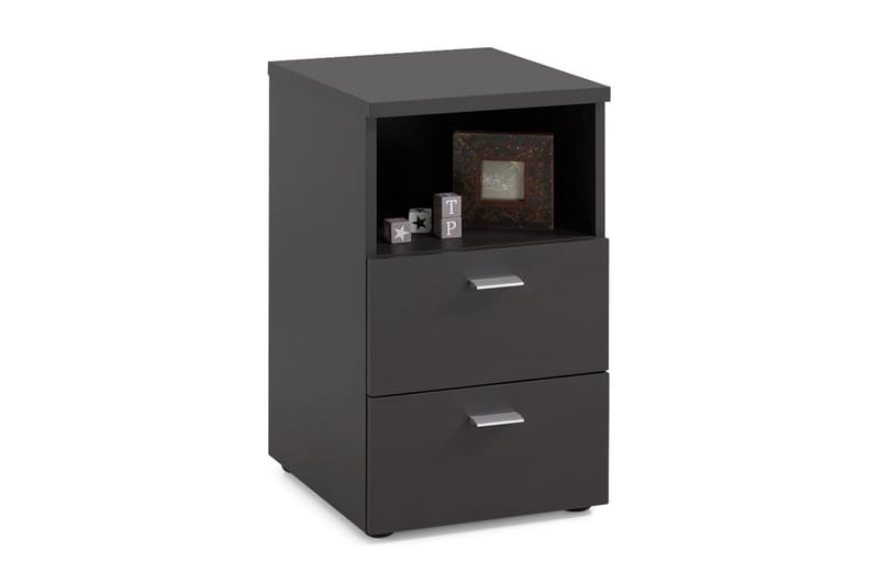 Colima Sengebord 35 cm med Opbevaring 2 Skuffer + Hylde - Sort - Møbler - Borde - Aflastningsbord - Sengebord