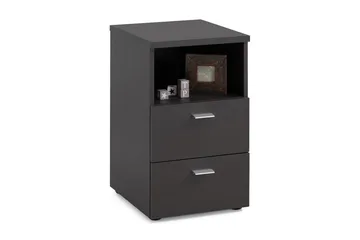 Colima Sengebord 35 cm med Opbevaring 2 Skuffer + Hylde - Sort - Møbler - Borde - Aflastningsbord - Sengebord