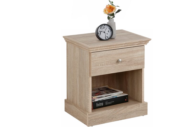 Dareia Sengebord 45 cm med Opbevaring Skuffe + Hylde - Brun - Møbler - Borde - Aflastningsbord - Sengebord