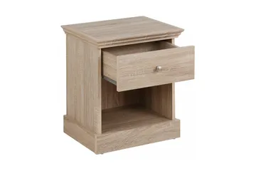Dareia Sengebord 45 cm med Opbevaring Skuffe + Hylde - Brun - Møbler - Borde - Aflastningsbord - Sengebord