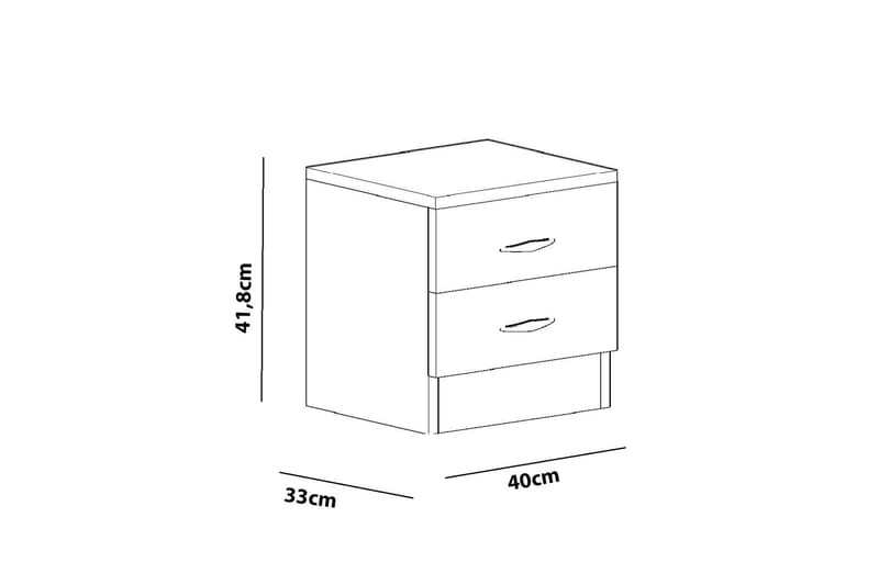 Decorotika Sengebord 40 cm med Opbevaring 2 Skuffer - Hvid - Sengebord