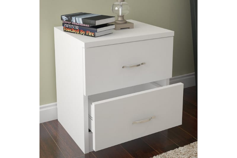 Decorotika Sengebord 40 cm med Opbevaring 2 Skuffer - Hvid - Møbler - Borde - Aflastningsbord - Sengebord